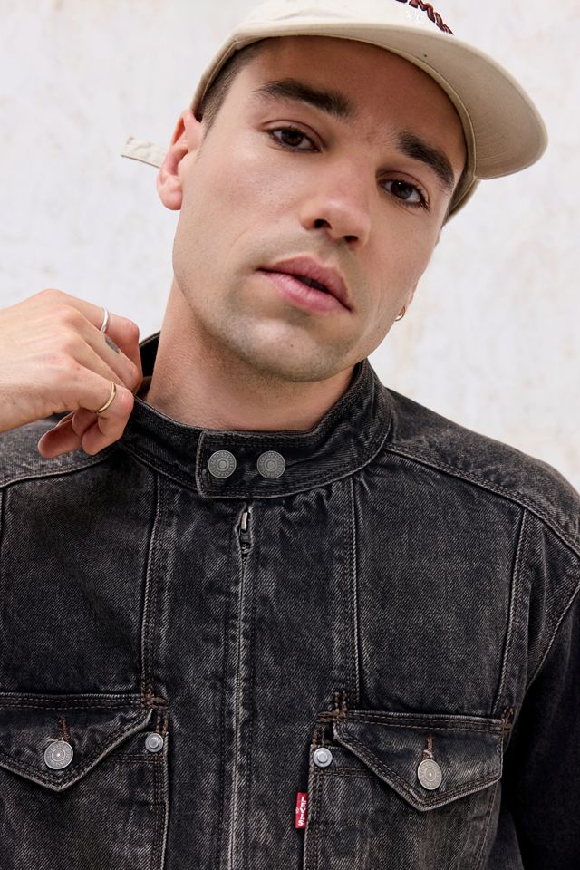 Veste moto en denim torsadé noir Levi's #2