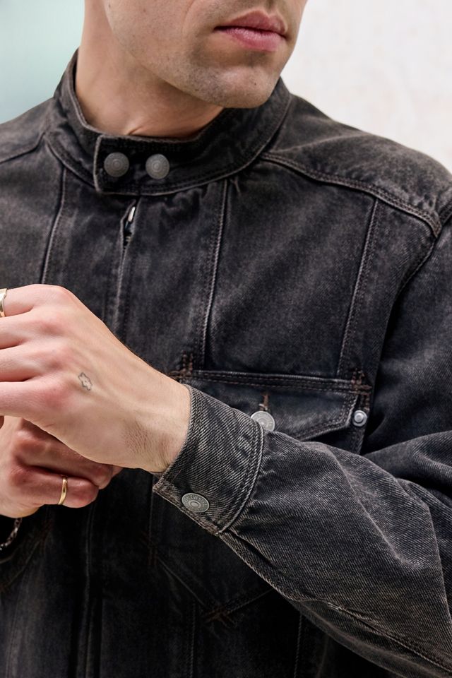 Veste moto en denim torsadé noir Levi's #5
