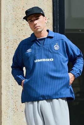 Umbro Estate Blue Pinstripe Polo Sweatshirt
