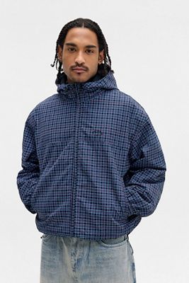 Giacca a vento a quadri blu navy esclusiva UO Temp Surf Co