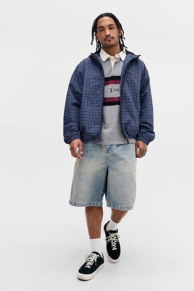 Giacca a vento a quadri blu navy esclusiva UO Temp Surf Co #1