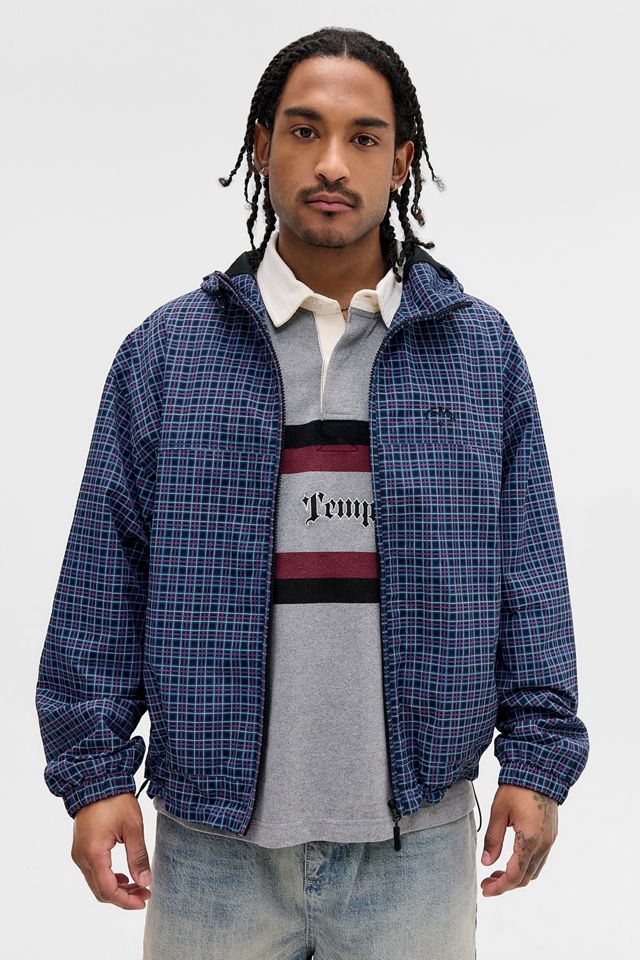 Giacca a vento a quadri blu navy esclusiva UO Temp Surf Co #3