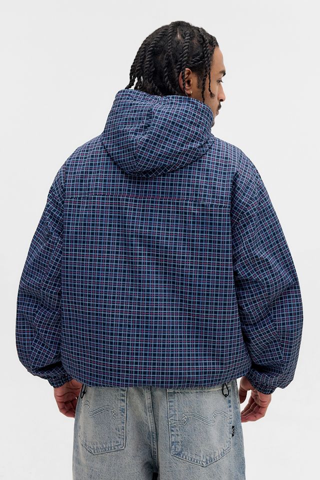Giacca a vento a quadri blu navy esclusiva UO Temp Surf Co #4