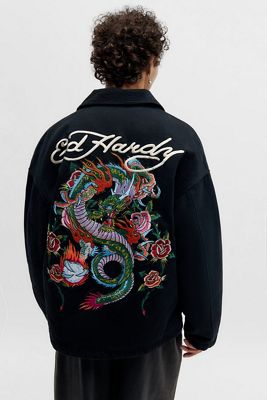 Ed Hardy UO Exclusive Black Clasp Canvas Jacket