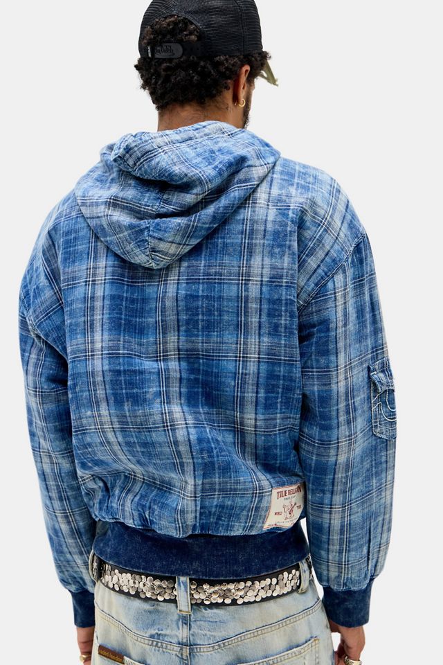 True Religion Indigo Plaid Hooded Jacket #3