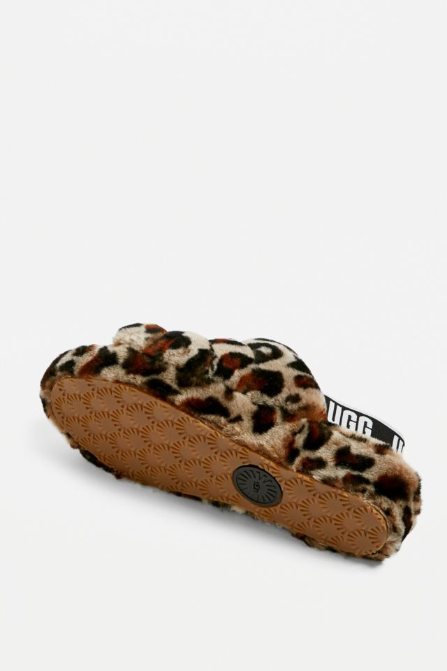 UGG Fluff Yeah Leopard Print Slide Slippers Urban Outfitters UK