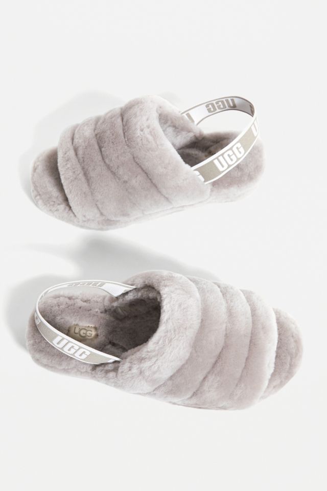 UGG Fluff Yeah GOAT Grey Slide Slippers Urban Outfitters UK