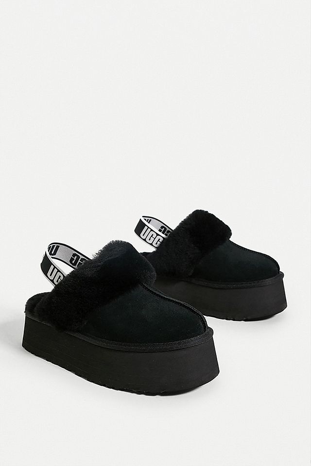 UGG Funkette Black Platform Slippers | Urban Outfitters UK