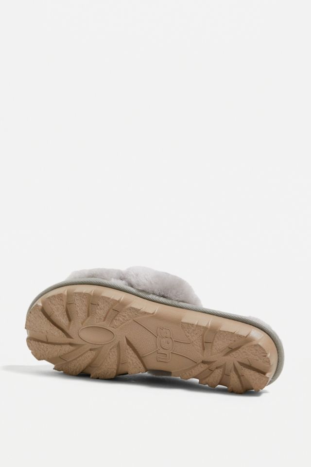 Ugg grey fuzzette discount cross strap slippers