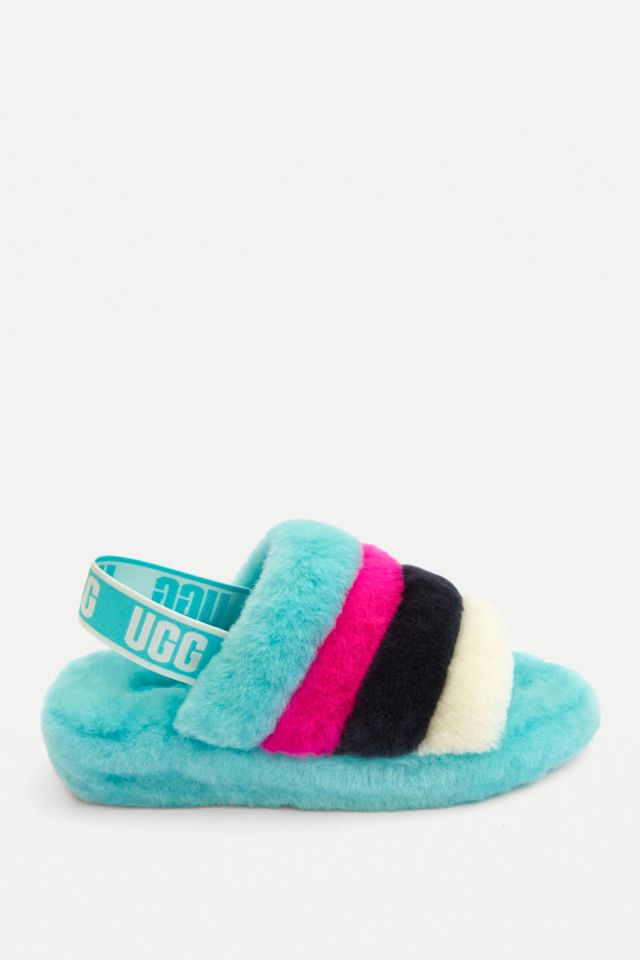 Blue pink and white ugg online slides