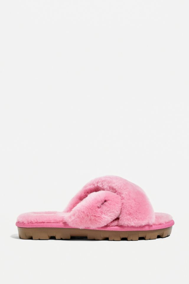 UGG Fuzzette Wild Berry Strappy Slide Slippers Urban Outfitters UK