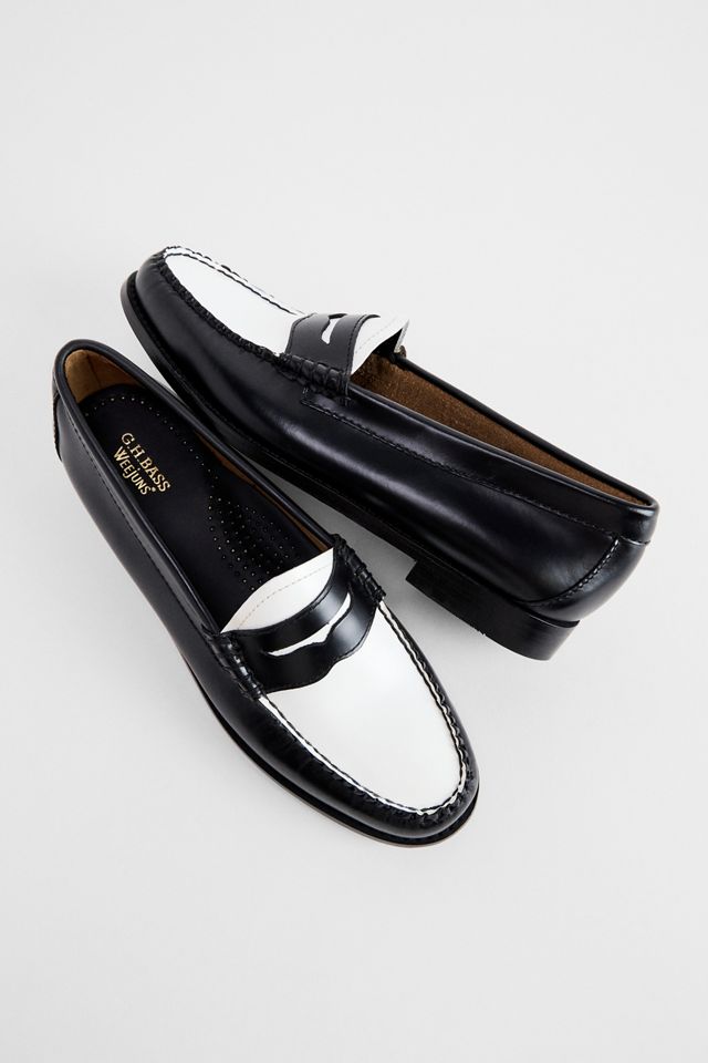G.H.Bass Black & White Weejuns Penny Loafers #1