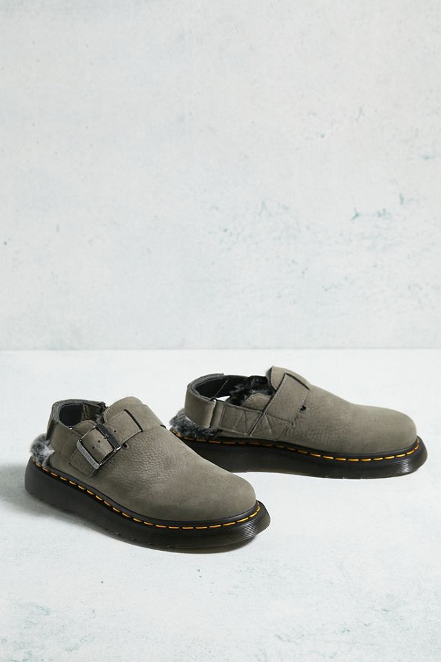 Dr. Martens Grey Jorge II Faux Fur Lined Leather Mules | Urban