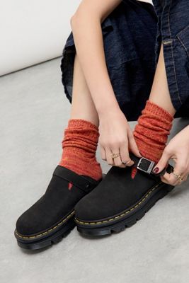 Dr. Martens Black Zebzag Suede Mules