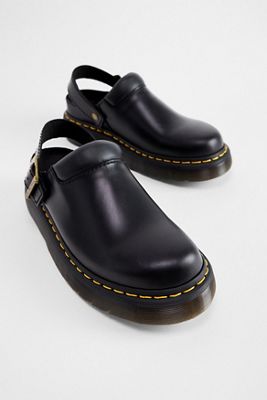 Dr. Martens Black Laketan Leather Platform Mules