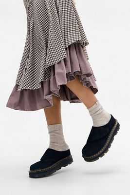 Dr. Martens Black Zebzag AnyWair Suede Mules