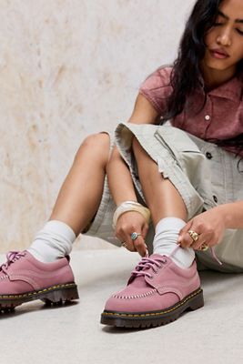 Dr. Martens Pink Lowell 4-Eye Leather Shoes