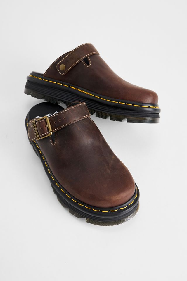 Dr. Martens Dark Brown Zebzag Crazy Horse Leather Mules #1