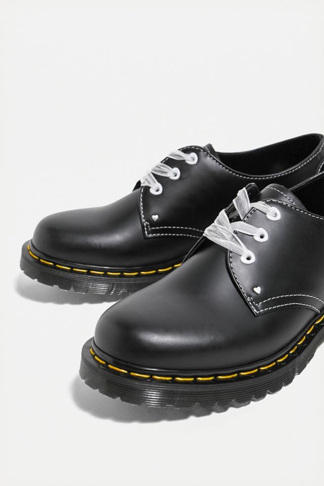 Dr. Martens Black 1461 Hearts Smooth & Patent Leather Oxford