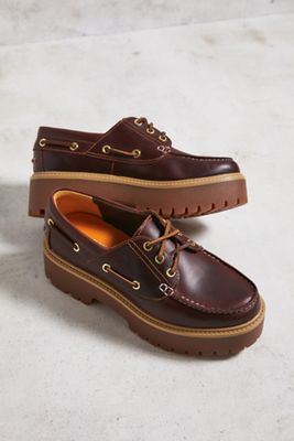 Timberland Burgundy Leather Platform Boat Shoes
