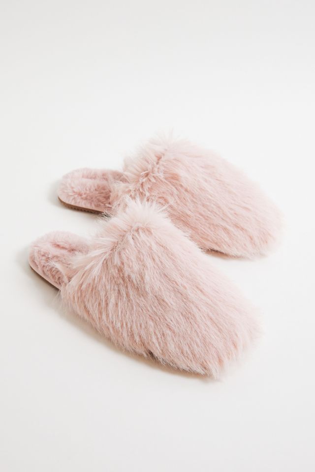UO Cosy Pink Faux Fur Slippers #1