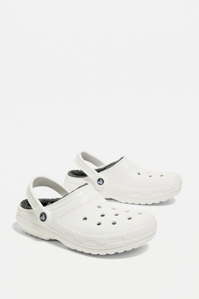 Crocs White Classic Lined Clogs | Urban Outfitters UK