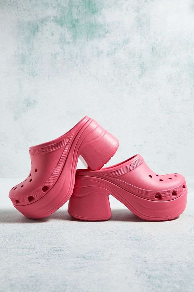 Crocs zuecos de tacón de sirena rosa #1