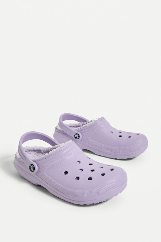 Fur crocs online lavender