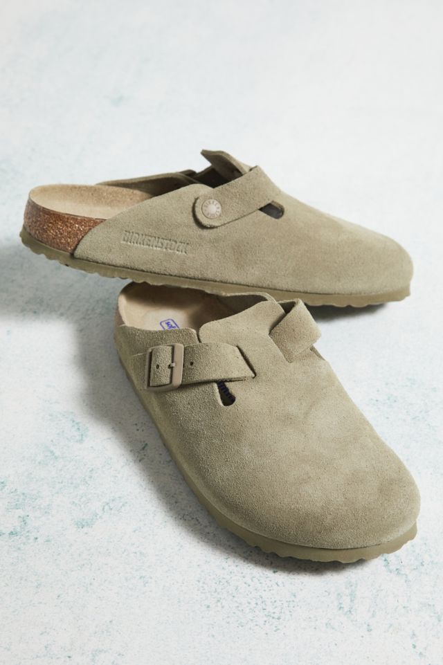 Birkenstock Faded Khaki Suede Boston Clogs | Urban Outfitters UK