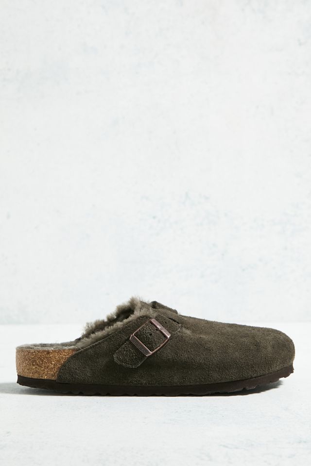 Birkenstock Zoccoli Boston in pelle scamosciata foderati in shearling moka #2