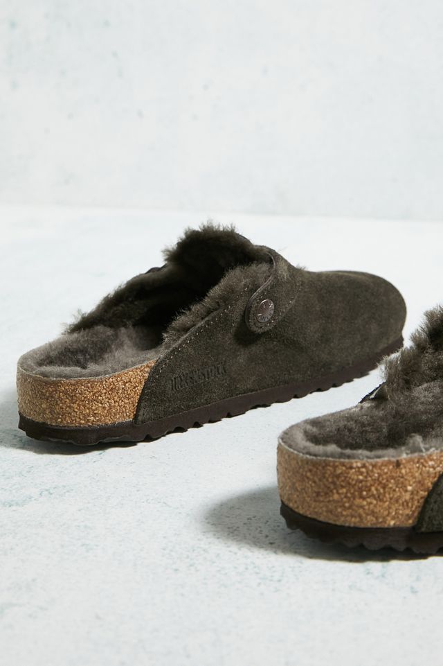 Birkenstock Zoccoli Boston in pelle scamosciata foderati in shearling moka #3