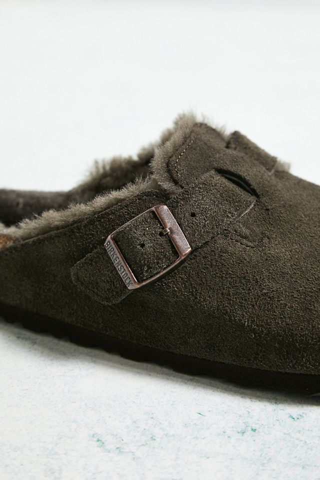 Birkenstock Zoccoli Boston in pelle scamosciata foderati in shearling moka #4