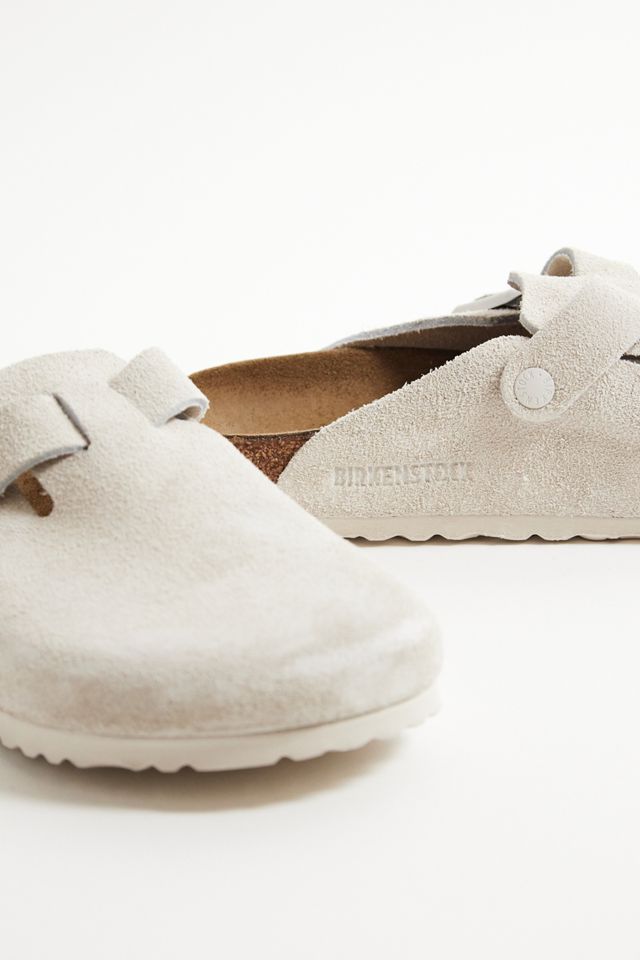 Birkenstock Antique White Suede Boston Clogs #2