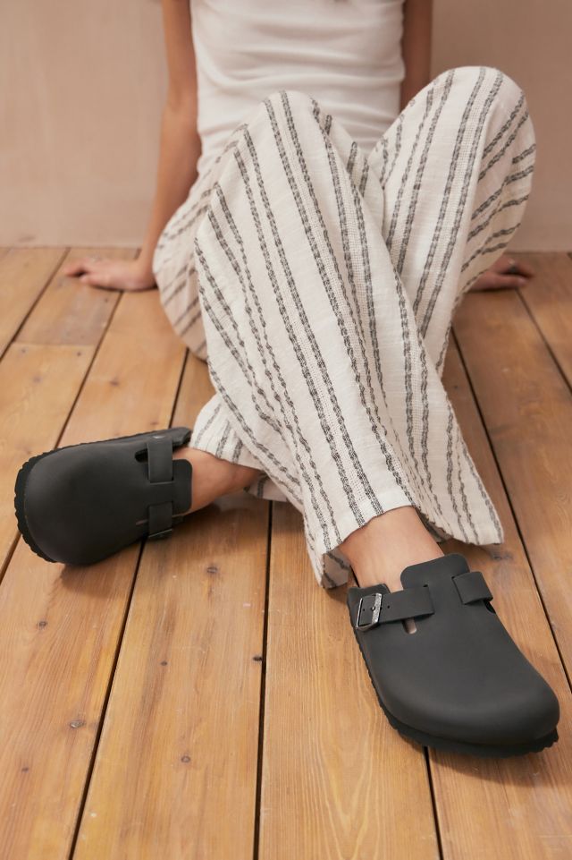 Black leather cheap birkenstock clogs