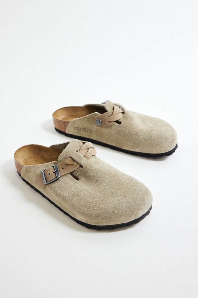 Birkenstock Braided Taupe Suede Boston Clogs #1