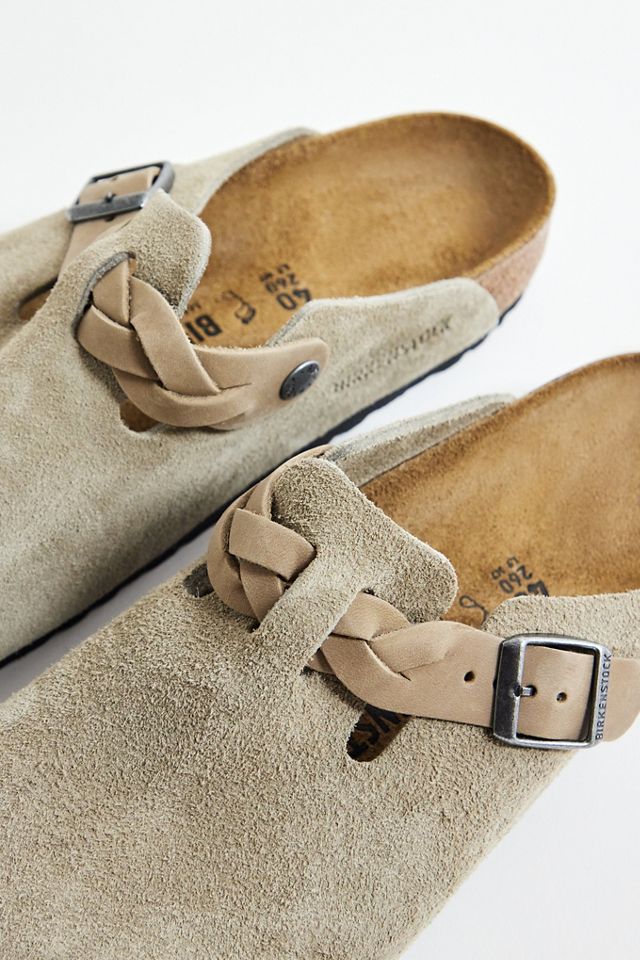 Birkenstock Braided Taupe Suede Boston Clogs #3