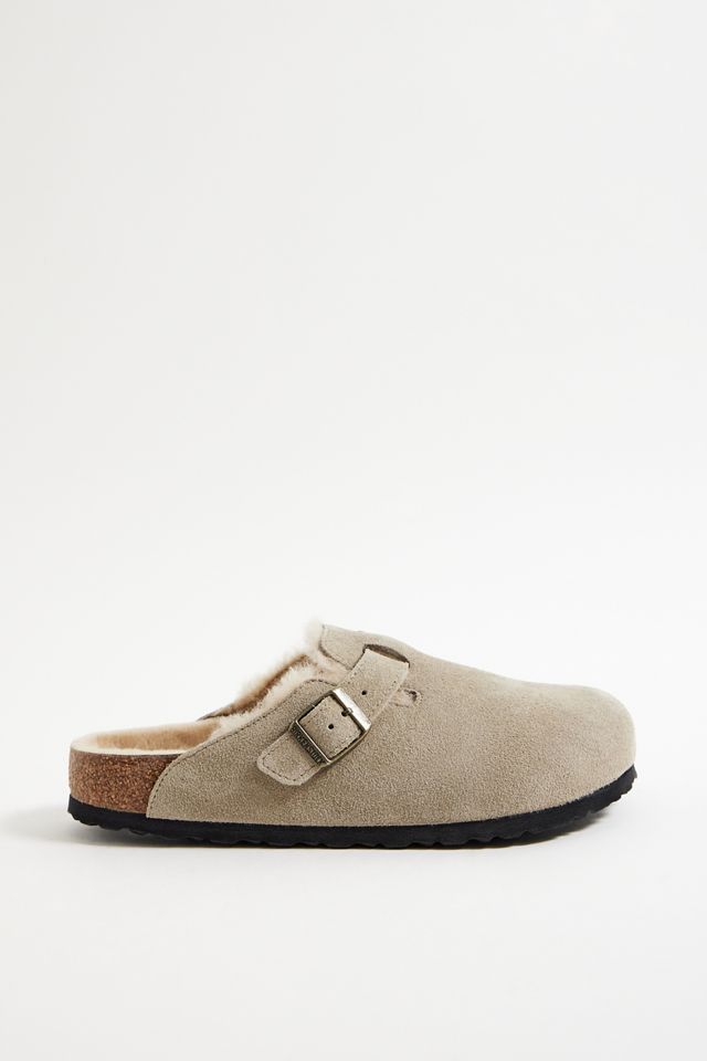 Birkenstock Taupe Shearling-Lined Boston Clogs #2