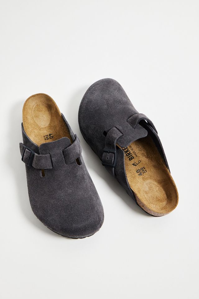 Birkenstock Velvet Grey Suede Boston Clogs #1