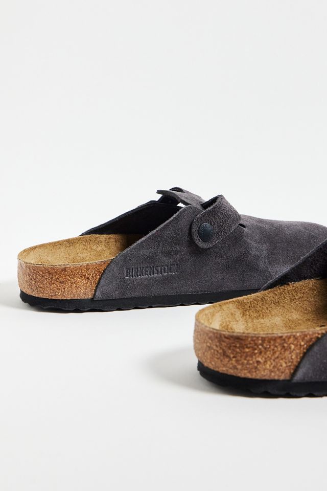 Birkenstock Velvet Grey Suede Boston Clogs #4