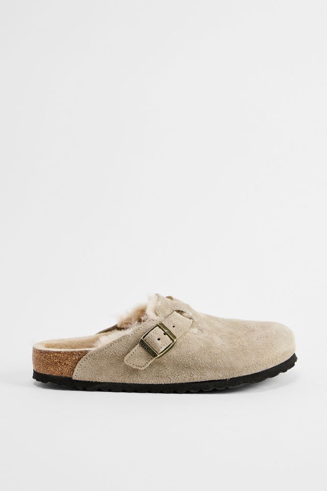 Zuecos Boston Forrados de Piel Birkenstock en Gris Pardo #1