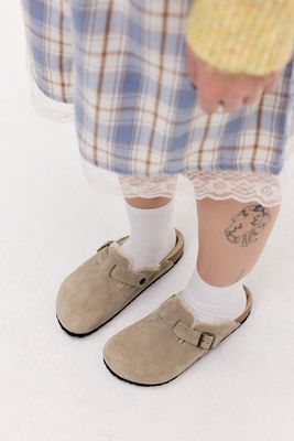 Birkenstock Taupe Fellgefütterte Boston Clogs