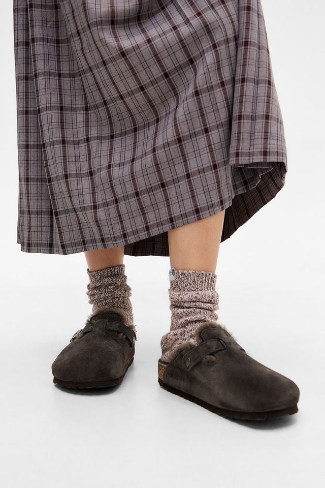 Birkenstock Chocolate Shearling Lined Boston Clogs #5