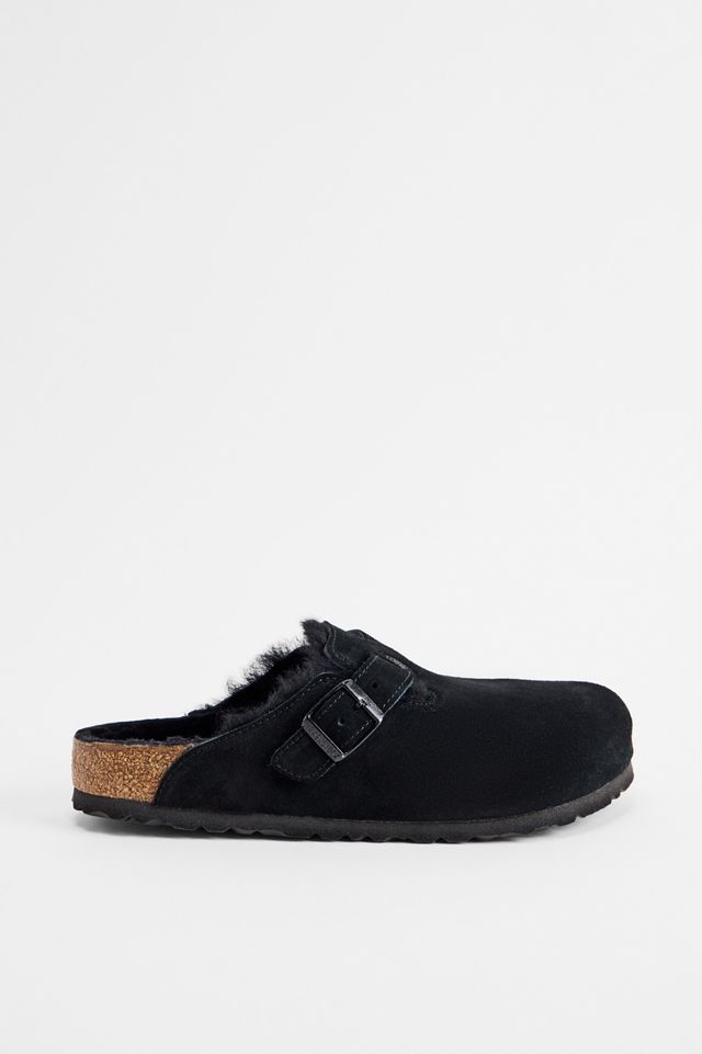 Birkenstock Sabots Boston noirs doublés de peau de mouton #1