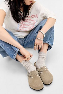 Zoccoli Boston Birkenstock Taupe con Rivetti