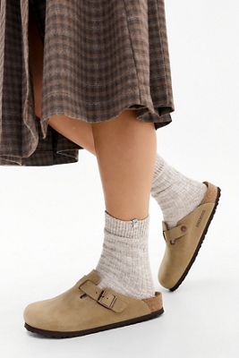 Sabots Birkenstock Boston en cuir huilé tabac