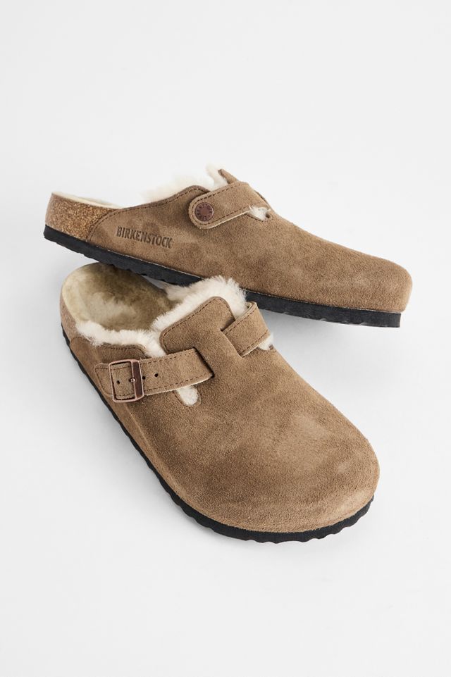 Birkenstock Taupe Shearling Boston Clogs #1