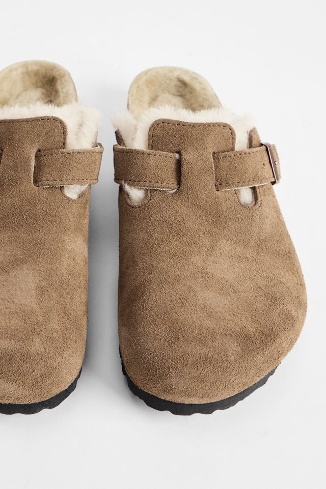 Birkenstock Taupe Shearling Boston Clogs #2