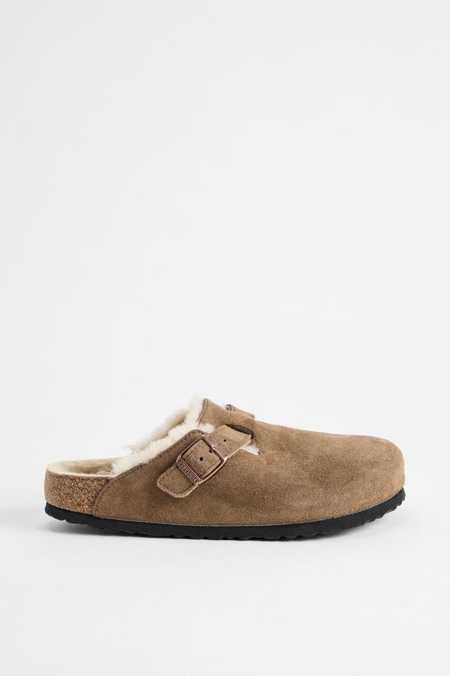 Birkenstock Taupe Shearling Boston Clogs #3