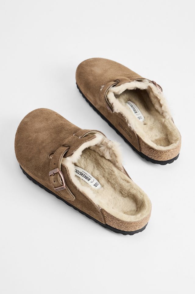 Birkenstock Taupe Shearling Boston Clogs #4