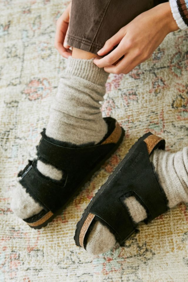 Birkenstock Arizona Black Shearling Sandals